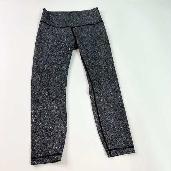Lululemon Align Leggings Women's 8 Luminesce Splatter Ice Gray Black Pull-On - Picture 1 of 10